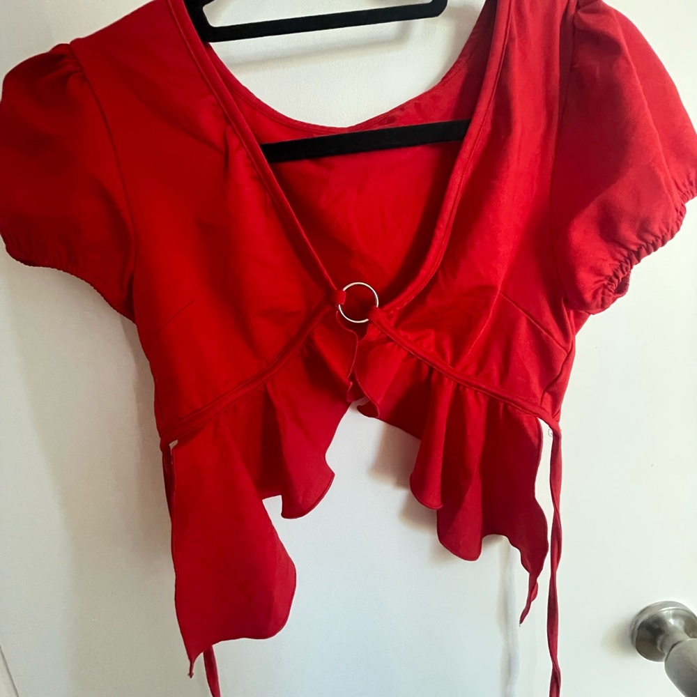 Boutique red tie top